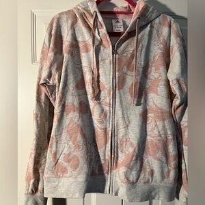 Disney XL Gray Pink Minnie Zip Hoodie with Bow / Ears On hood